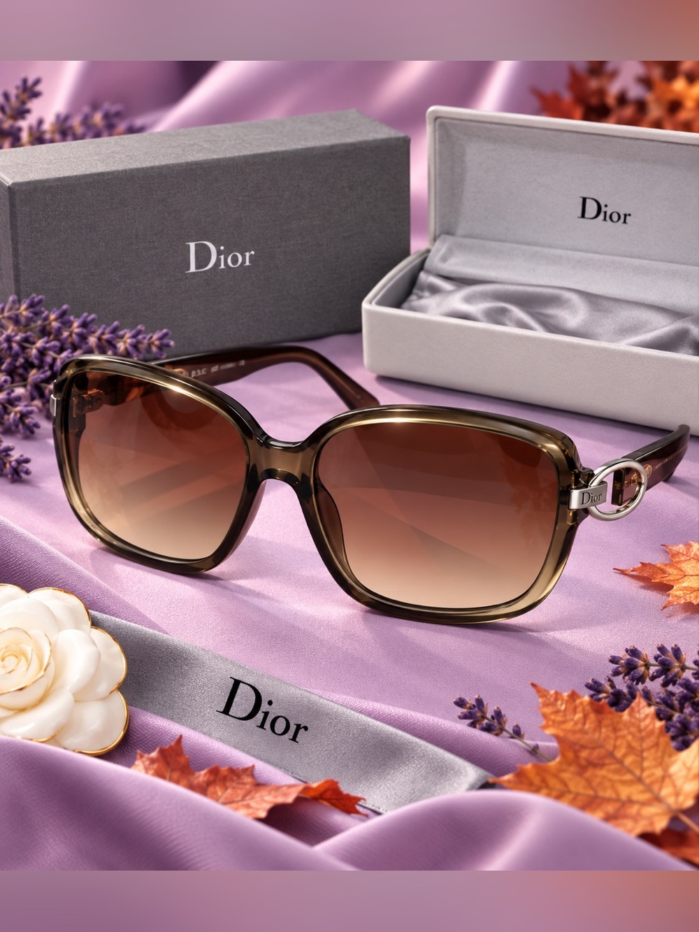 CHRISTIAN DIOR 357JS Oversized Smoky Olive Green Sunglasses Frames – EUC